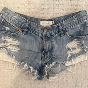 Kittenish Light Blue white trash shorts